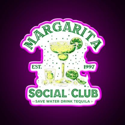 Margarita Social Club Cocktail Tequila Party Drink Tequila Led Neon Sign Rgb Color - Shineneon