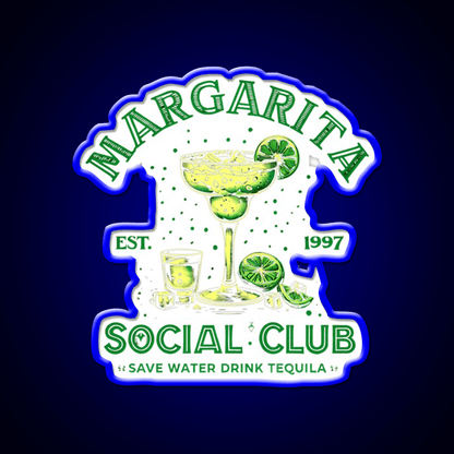 Margarita Social Club Cocktail Tequila Party Drink Tequila Led Neon Sign Rgb Color - Shineneon