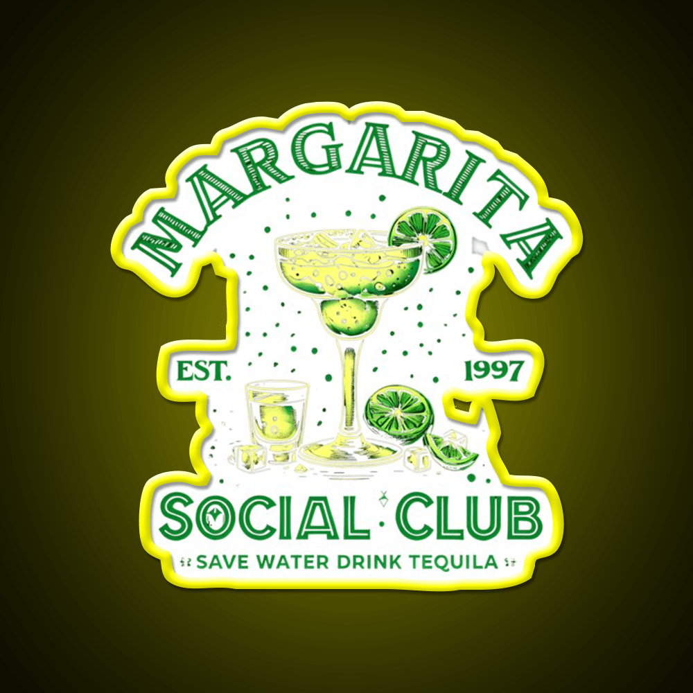 Margarita Social Club Cocktail Tequila Party Drink Tequila Led Neon Sign Rgb Color - Shineneon