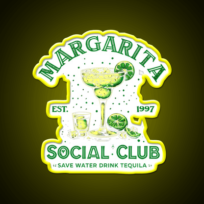 Margarita Social Club Cocktail Tequila Party Drink Tequila Led Neon Sign Rgb Color - Shineneon