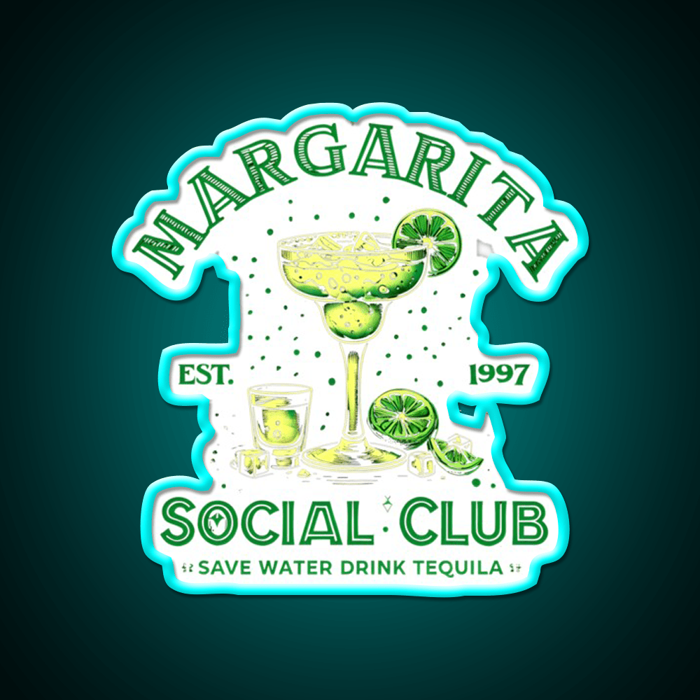 Margarita Social Club Cocktail Tequila Party Drink Tequila Led Neon Sign Rgb Color - Shineneon