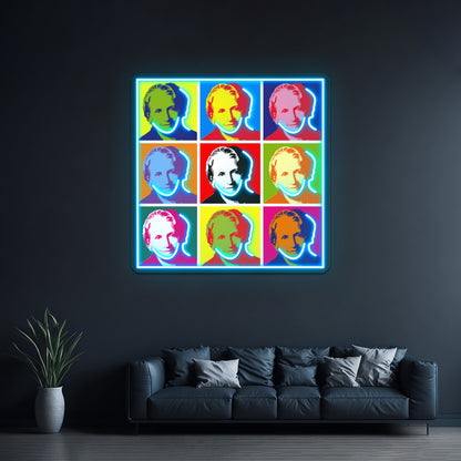 Maria Montessori Popart Portrait Poster Artwork Led Neon