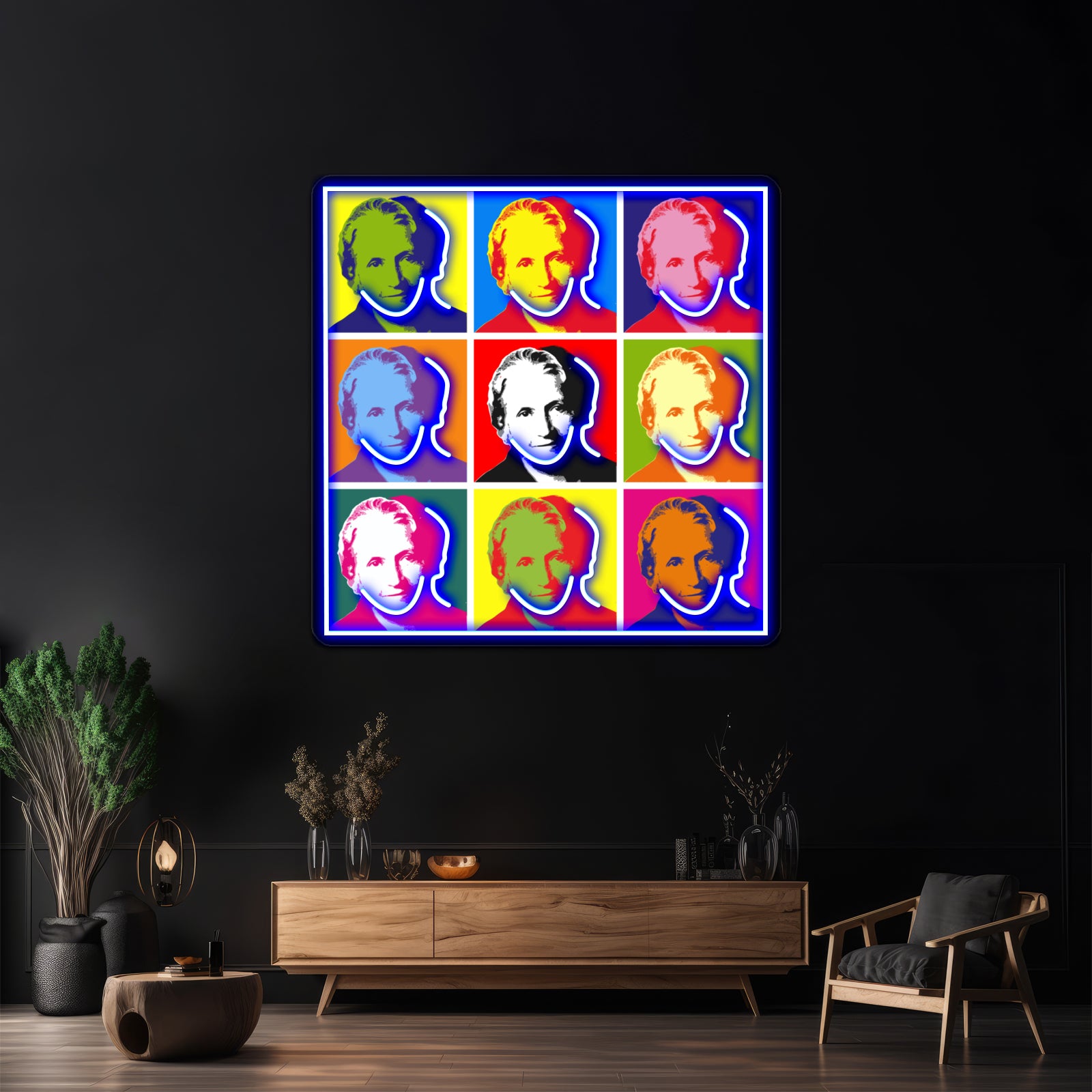 Maria Montessori Popart Portrait Poster Artwork Led Neon | Shineneon