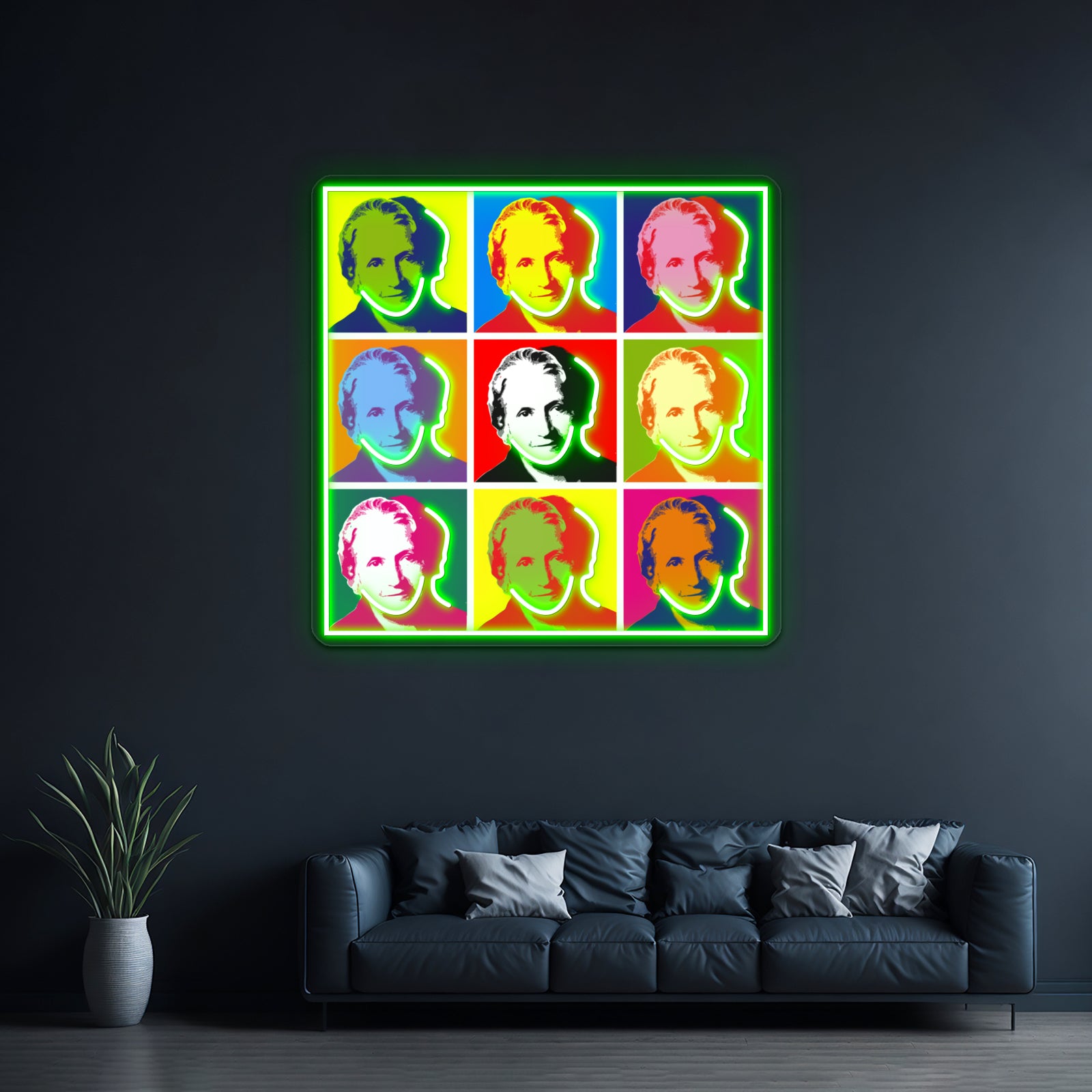 Maria Montessori Popart Portrait Poster Artwork Led Neon | Shineneon