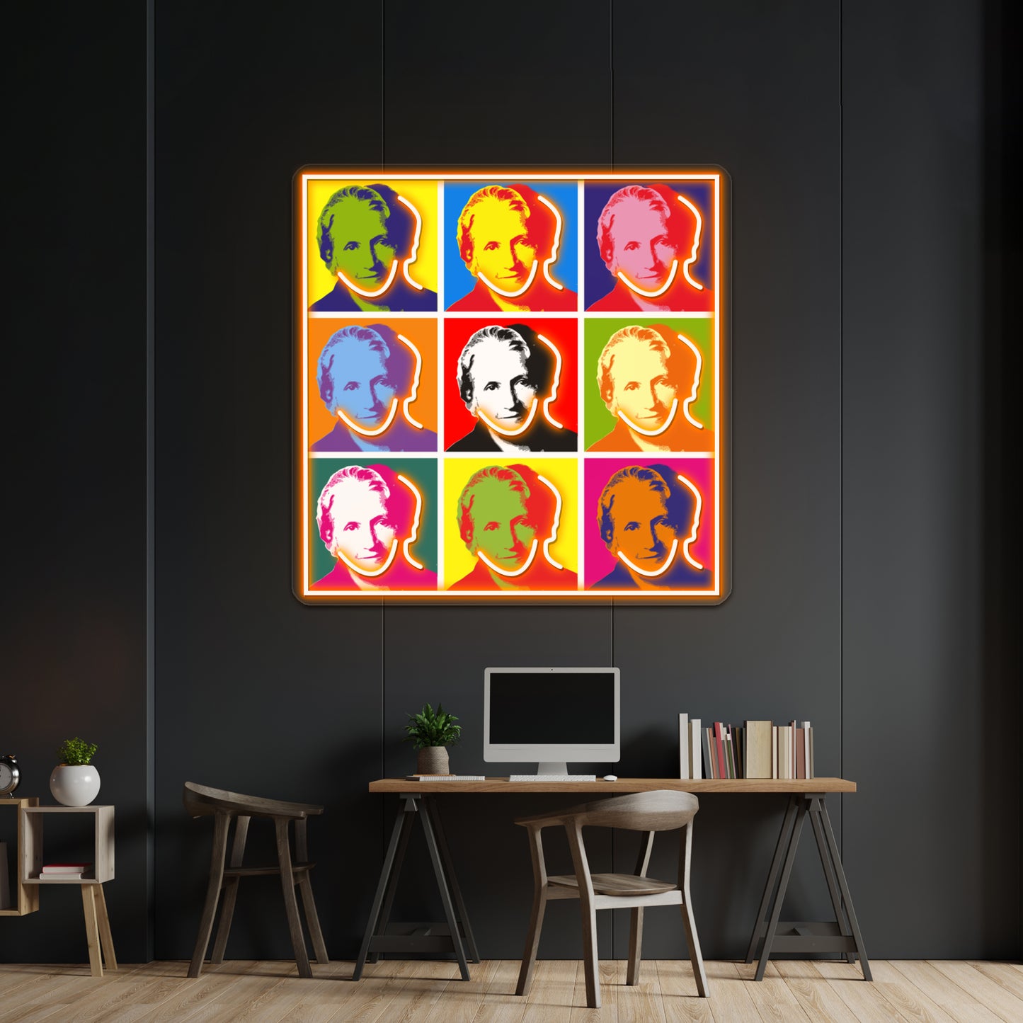 Maria Montessori Popart Portrait Poster Artwork Led Neon