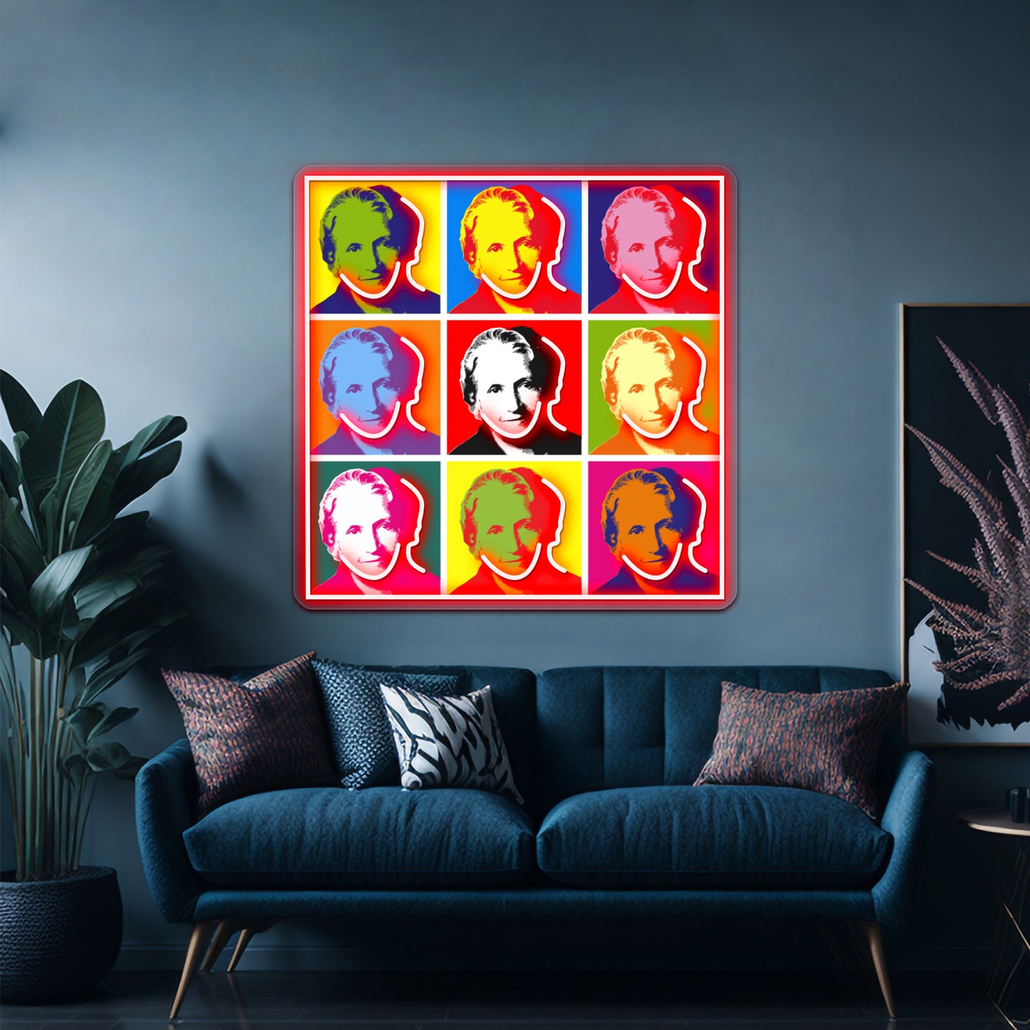 Maria Montessori Popart Portrait Poster Artwork Led Neon