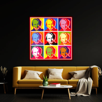 Maria Montessori Popart Portrait Poster Artwork Led Neon