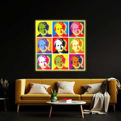 Maria Montessori Popart Portrait Poster Artwork Led Neon