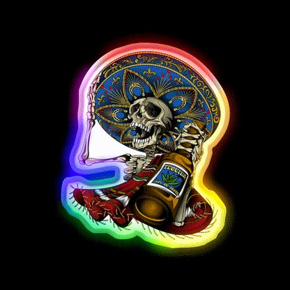 Mariachi Aztec Day Of The Dead Party Drink Tequila Led Neon Sign Rgb Color