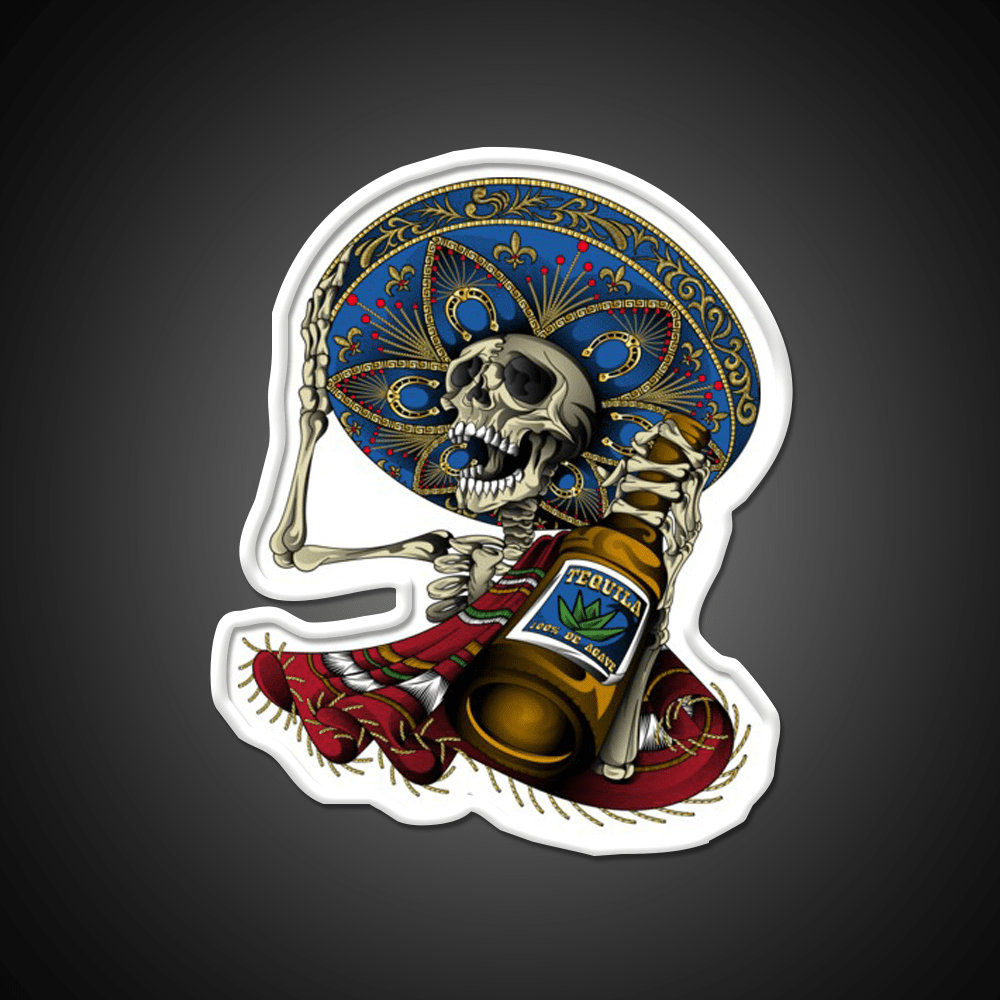Mariachi Aztec Day Of The Dead Party Drink Tequila Led Neon Sign Rgb Color - Shineneon