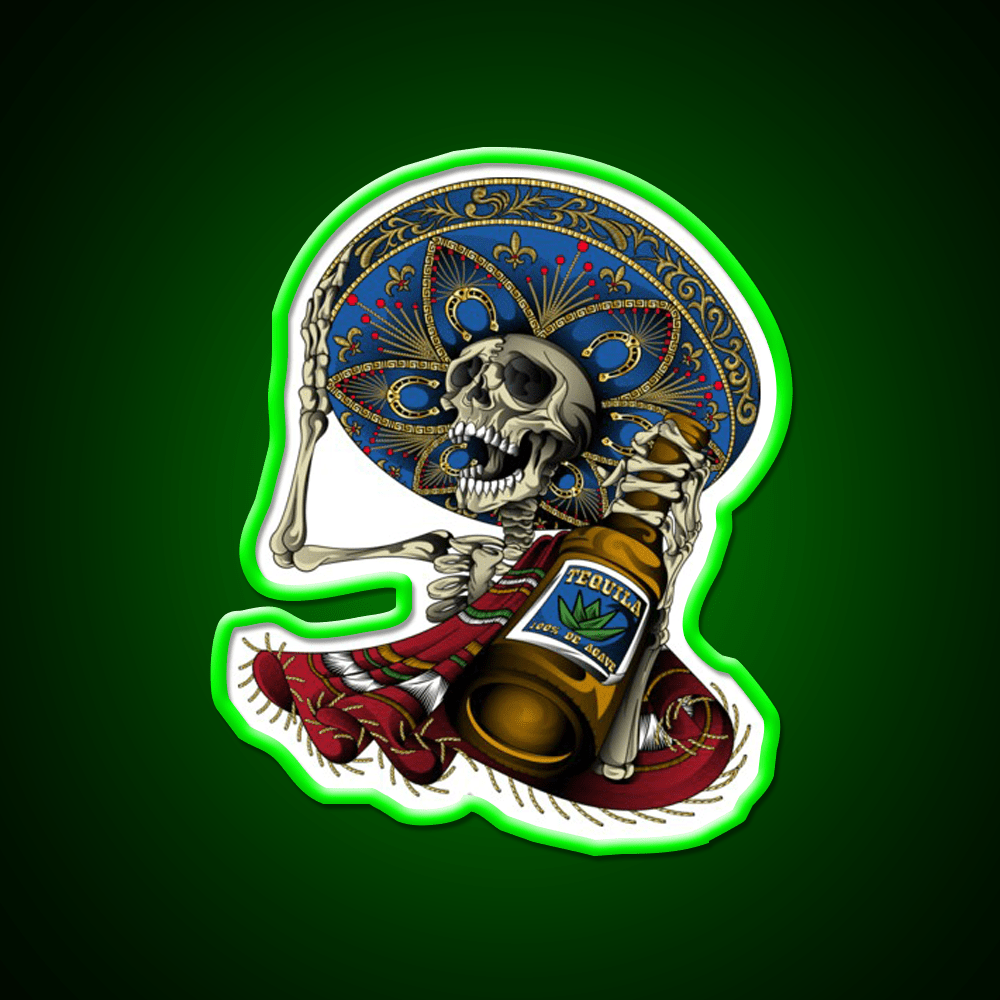 Mariachi Aztec Day Of The Dead Party Drink Tequila Led Neon Sign Rgb Color - Shineneon