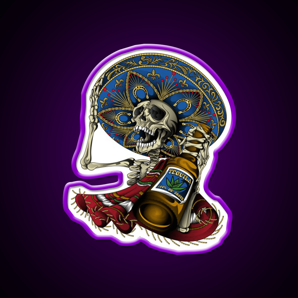 Mariachi Aztec Day Of The Dead Party Drink Tequila Led Neon Sign Rgb Color - Shineneon