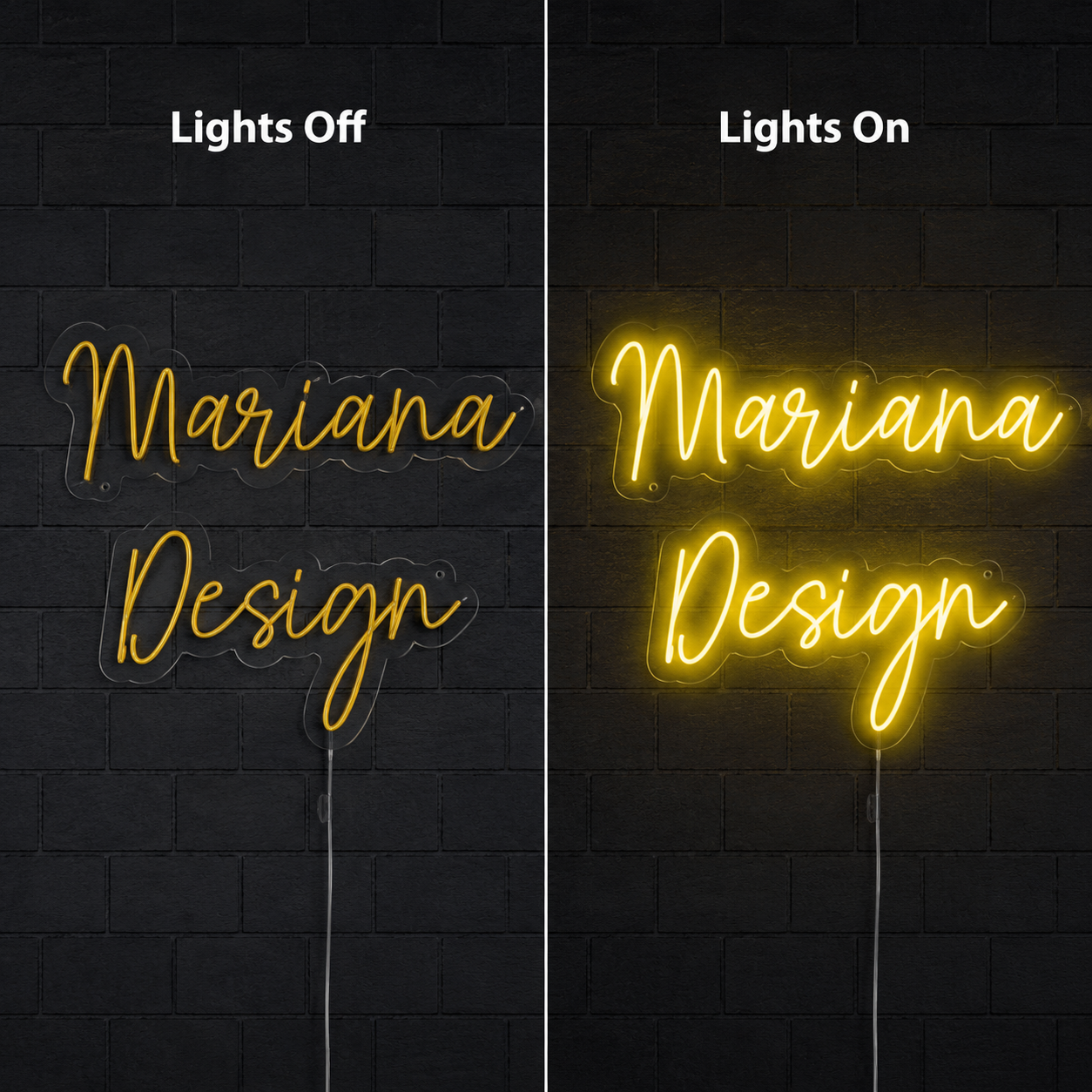 Mariana Design LED Neon Sign - 06 Day Night Comparison