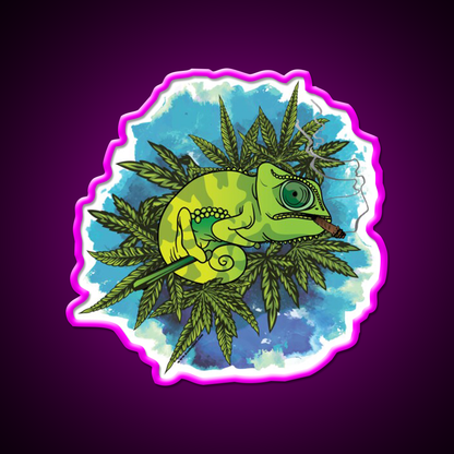 Mariguana Hemp Inspired Green Leaf Led Neon Sign Rgb Color - Neon sign mounted on wall in room