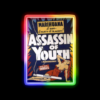 Marihuana Assassin Of Youth Hemp Inspired Green Leaf Led Neon Sign Rgb Color - LED neon sign close-up detail