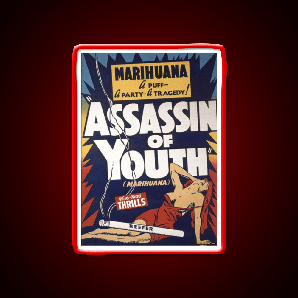 Marihuana Assassin Of Youth Hemp Inspired Green Leaf Led Neon Sign Rgb Color - Shineneon