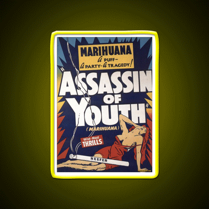 Marihuana Assassin Of Youth Hemp Inspired Green Leaf Led Neon Sign Rgb Color - Custom LED neon sign front view