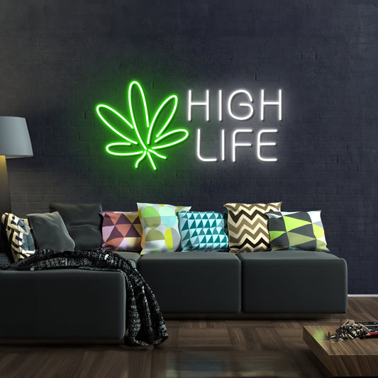 Marijuana Hemp Leaf High Life Fabulous Display Led Light Neon Sign