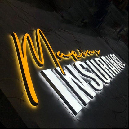 Marilyn Insurance 3D Frontlit And Backlit Channel Letter Led Light Sign - Shineneon