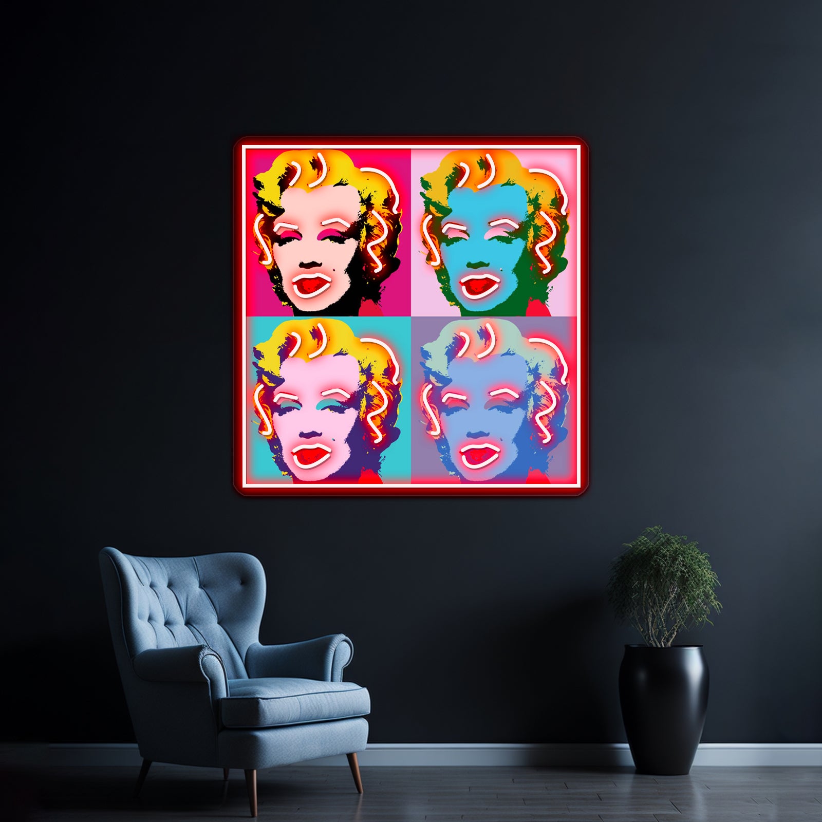 Marilyn Monroe Art Artwork Led Neon - Custom LED neon sign front view