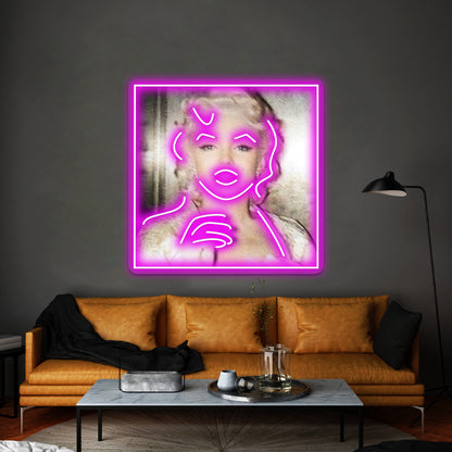 Marilyn Monroe Artwork Led Neon - LED neon sign close-up detail