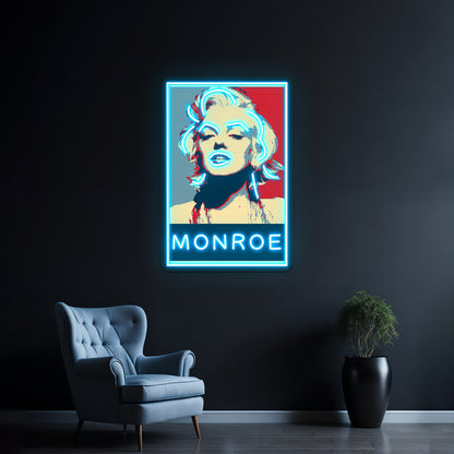 Marilyn Monroe Pop Art Campaign Artwork Led Neon - Size and dimension reference