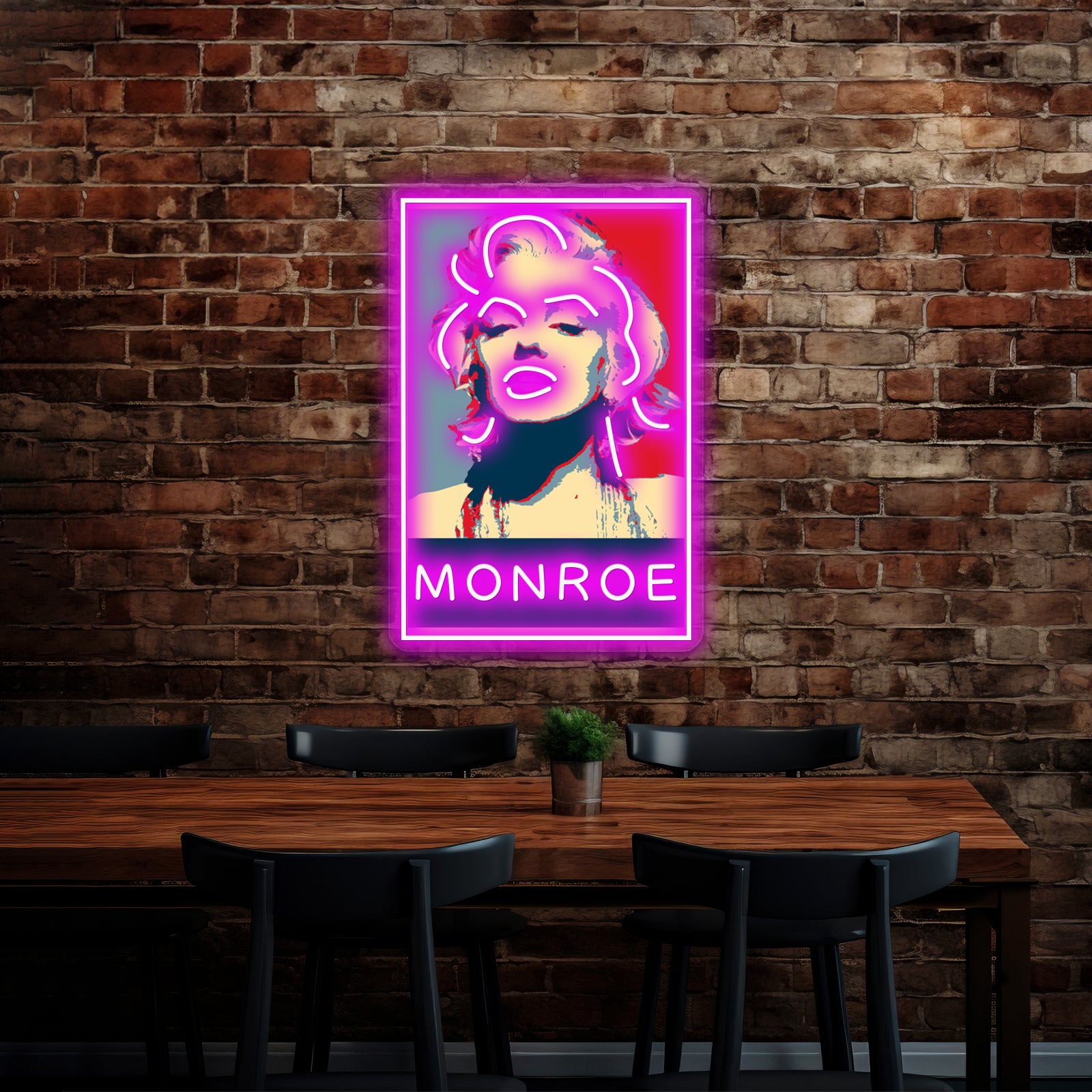 Marilyn Monroe Pop Art Campaign Artwork Led Neon - LED neon sign close-up detail