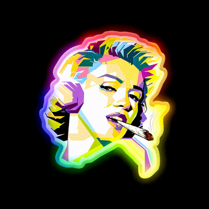 Marilyn Monroe Pop Art Cartoon Hemp Inspired Green Leaf Led Neon Sign Rgb Color - LED neon sign close-up detail