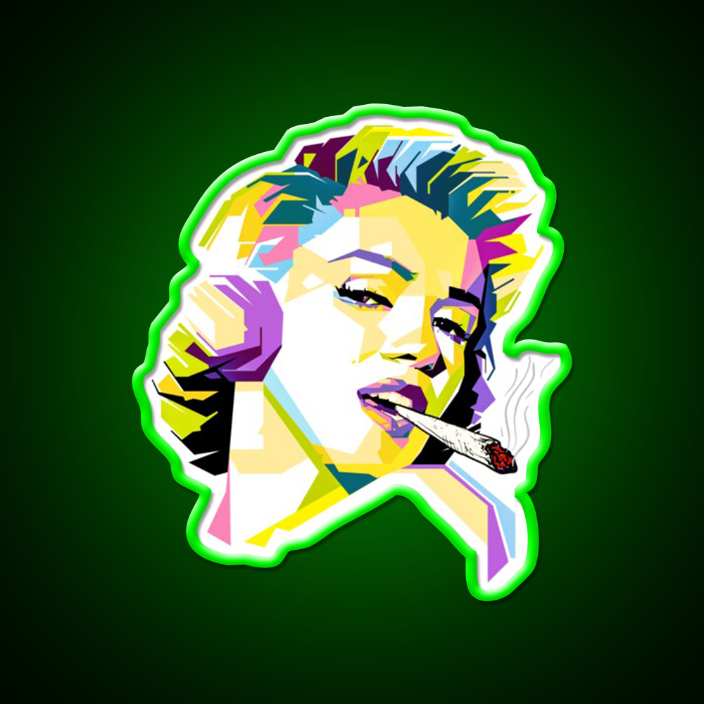Marilyn Monroe Pop Art Cartoon Hemp Inspired Green Leaf Led Neon Sign Rgb Color - LED neon sign view 8