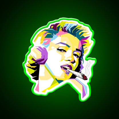 Marilyn Monroe Pop Art Cartoon Hemp Inspired Green Leaf Led Neon Sign Rgb Color - Shineneon
