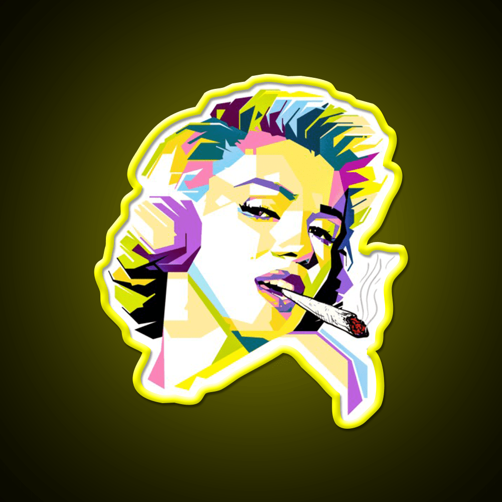 Marilyn Monroe Pop Art Cartoon Hemp Inspired Green Leaf Led Neon Sign Rgb Color - Shineneon