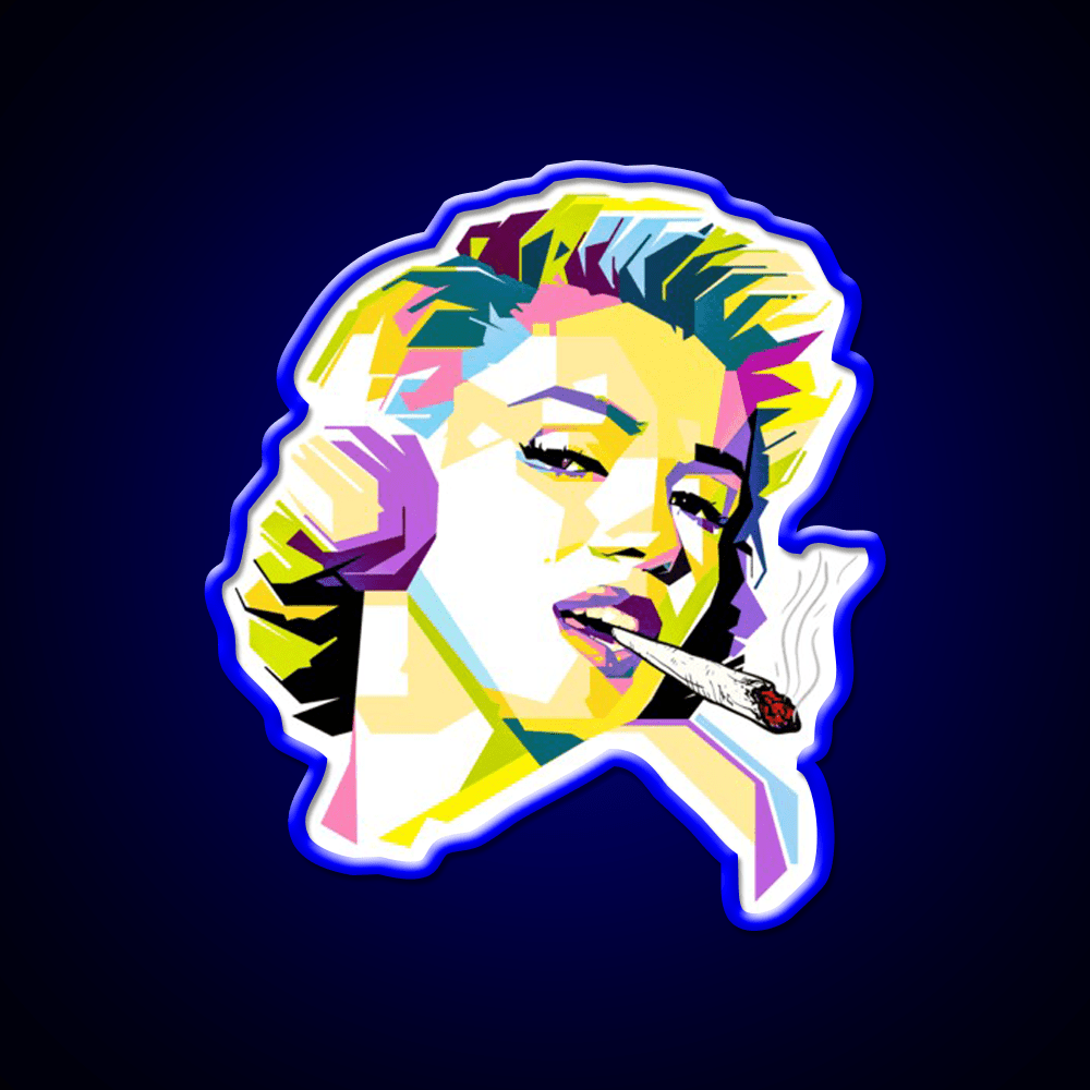 Marilyn Monroe Pop Art Cartoon Hemp Inspired Green Leaf Led Neon Sign Rgb Color - Shineneon