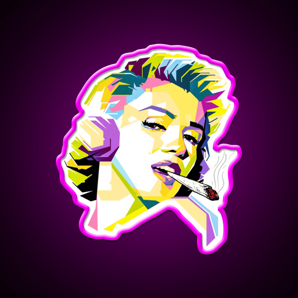 Marilyn Monroe Pop Art Cartoon Hemp Inspired Green Leaf Led Neon Sign Rgb Color - Shineneon