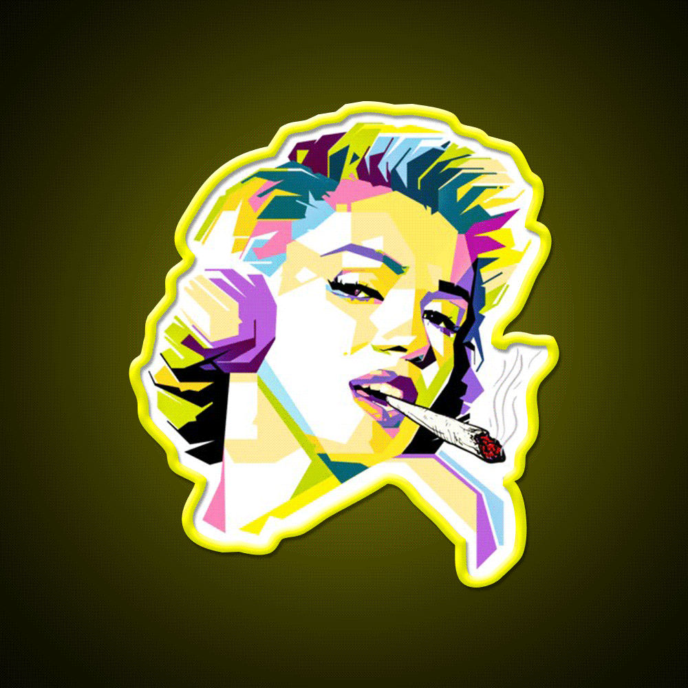 Marilyn Monroe Pop Art Cartoon Hemp Inspired Green Leaf Led Neon Sign Rgb Color - Custom LED neon sign front view