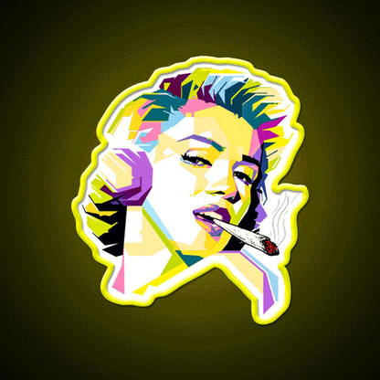 Marilyn Monroe Pop Art Cartoon Hemp Inspired Green Leaf Led Neon Sign Rgb Color - Custom LED neon sign front view