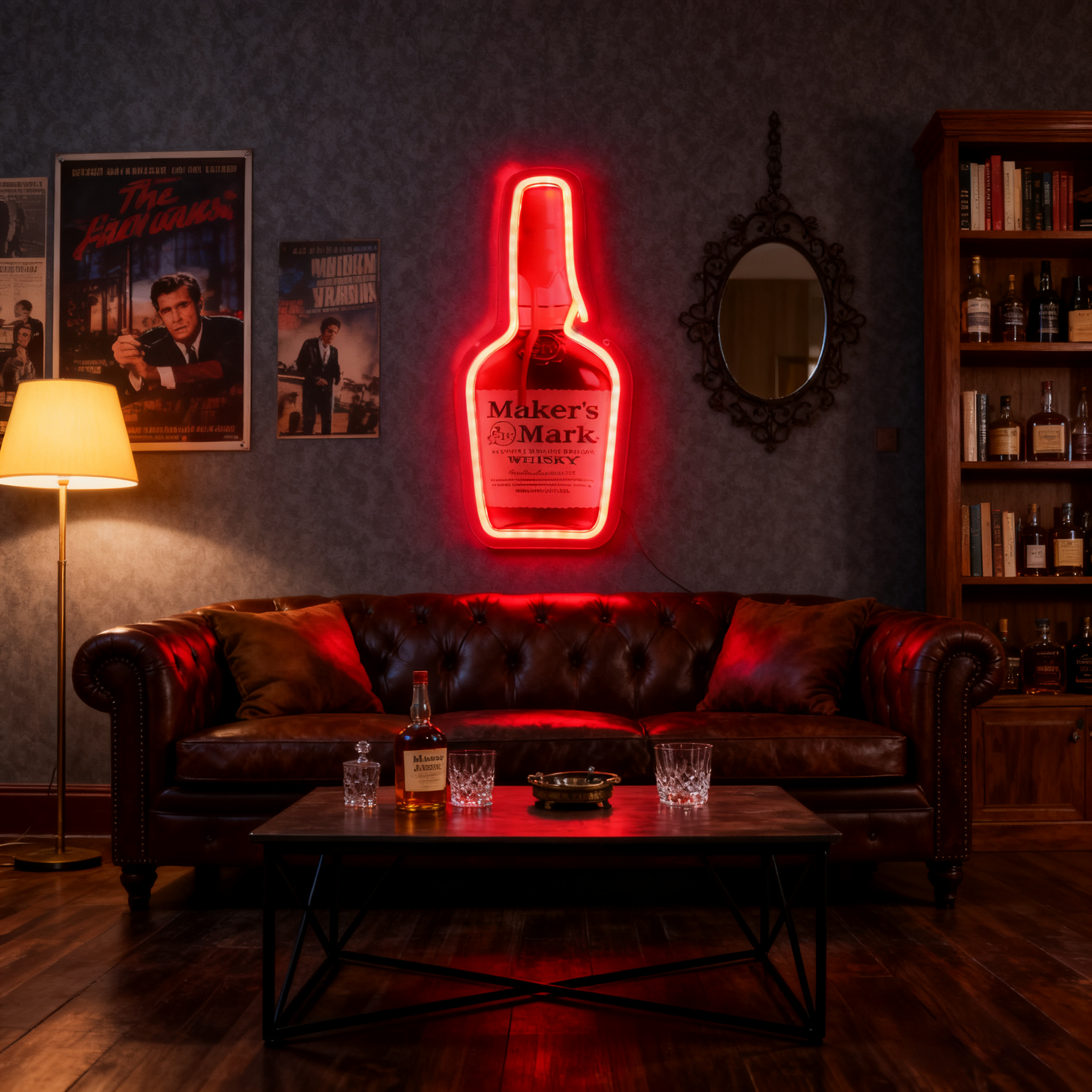 Whiskey USB LED Neon Sign - Bourbon Bar Light for Man Cave & Home Wall Decor