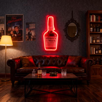 Whiskey USB LED Neon Sign - Bourbon Bar Light for Man Cave & Home Wall Decor