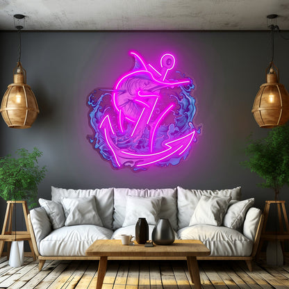 Marlin Fish With Anchor Led Neon Sign Light Custom Led Signs - Shineneon