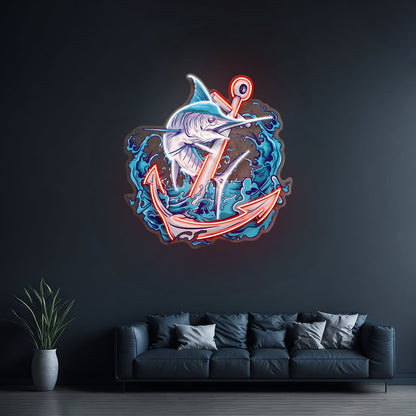 Marlin Fish With Anchor Led Neon Sign Light Custom Led Signs - Shineneon