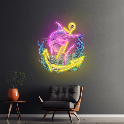 Marlin Fish With Anchor Led Neon Sign Light Custom Led Signs - Shineneon