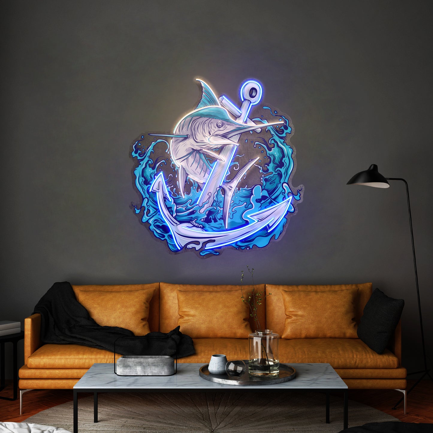 Marlin Fish With Anchor Led Neon Sign Light Custom Led Signs