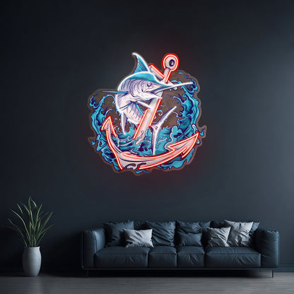 Marlin Fish With Anchor Led Neon Sign Light Custom Led Signs