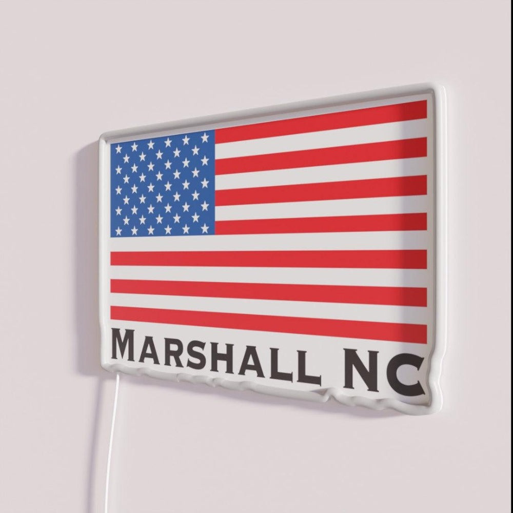 Marshall North Carolina Usa Rgb Led Neon Sign - Neon sign mounted on wall in room