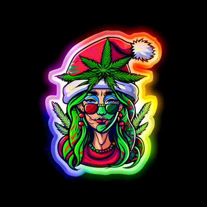Martha Hemp Inspired Green Leaf Led Neon Sign Rgb Color - LED neon sign close-up detail