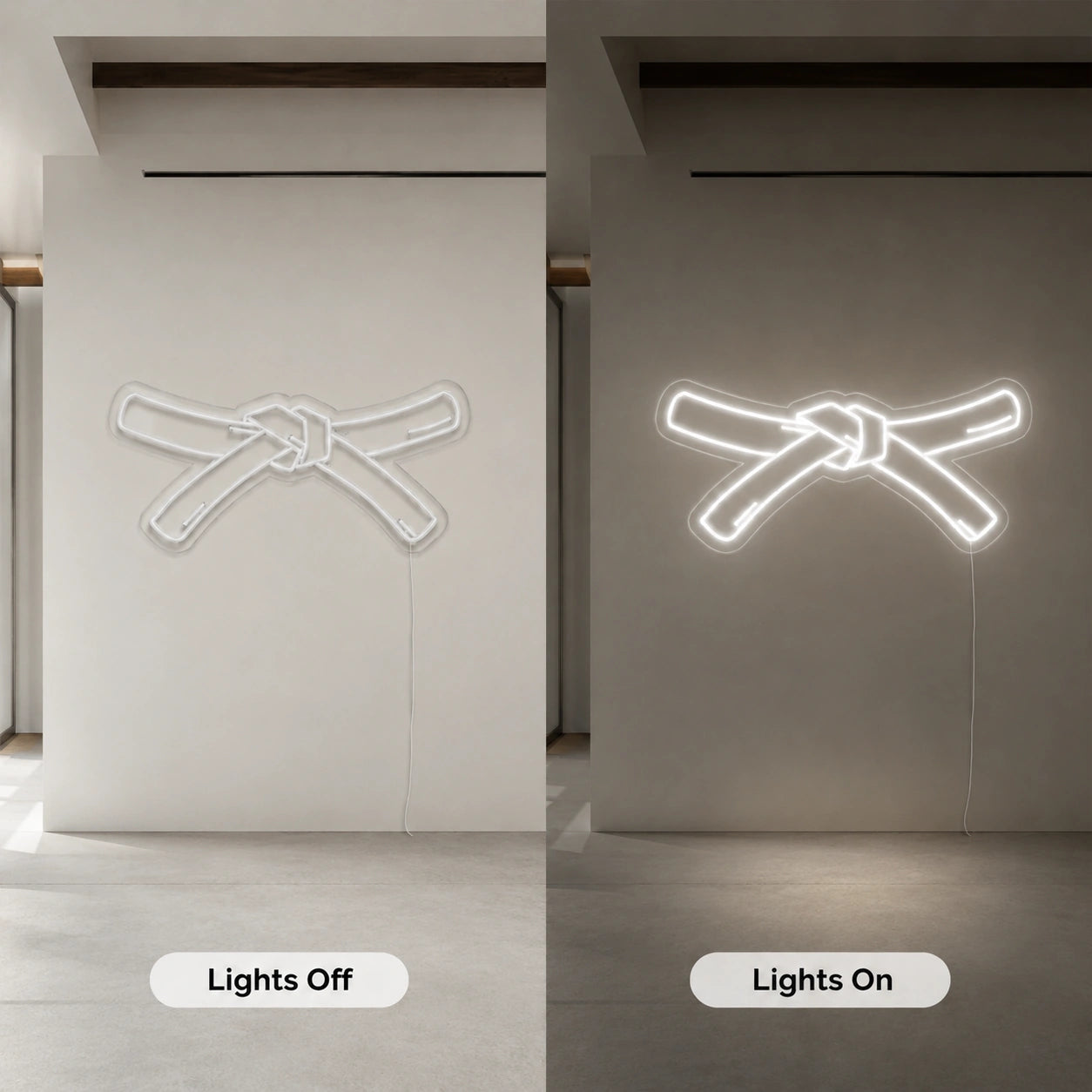 Martial Belt Neon Sign LED Neon Sign day and night comparison