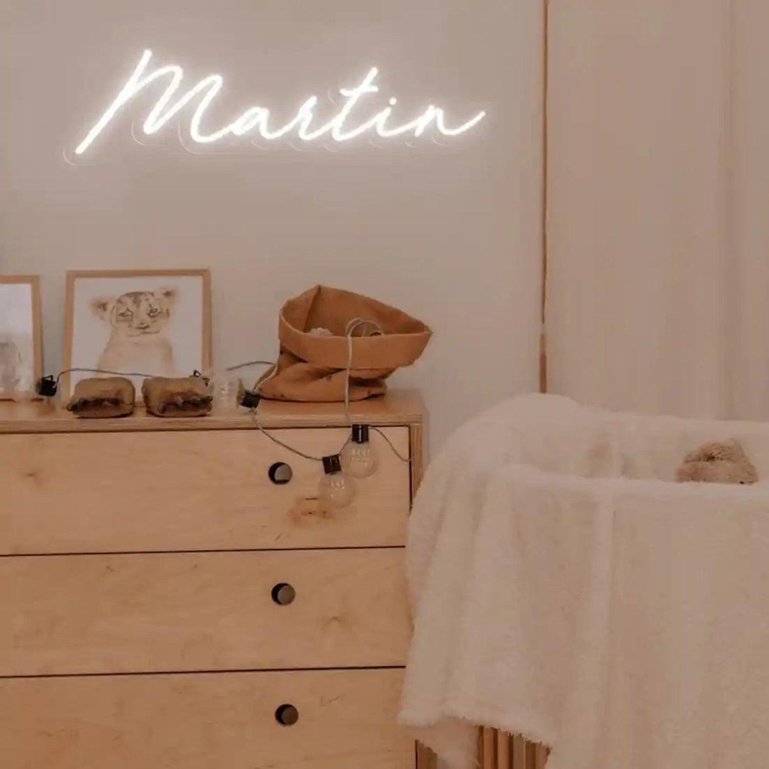 Martin White Glow LED Neon Sign for Nursery Personalized Room Decor | Shineneon