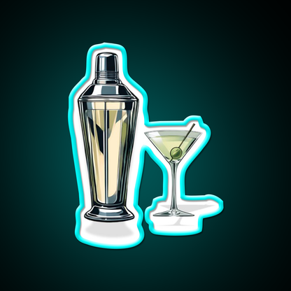 Martini Cocktail Bar Decor Led Neon Sign Rgb Color - Size and dimension reference