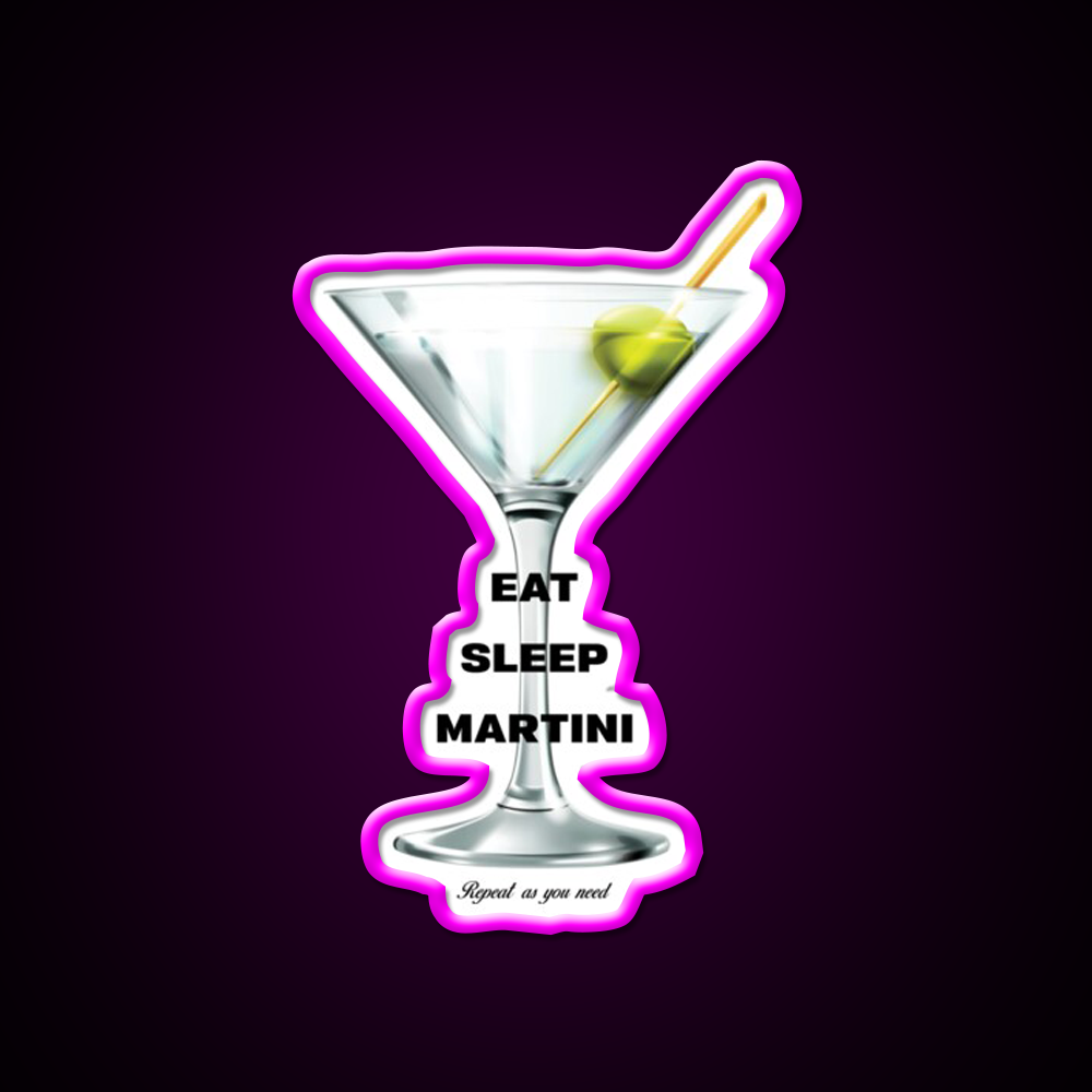 Martini Cocktail Bar Decor Led Neon Sign For Cocktail Lovers Rgb Color - Neon sign mounted on wall in room