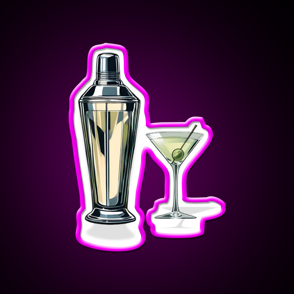 Martini Cocktail Bar Decor Led Neon Sign Rgb Color - Neon sign mounted on wall in room