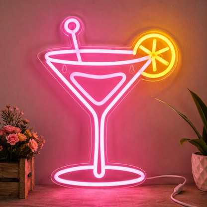 Martini Cocktail Glass LED Neon Sign For Bar Home Bar Wall Decor Light main product image